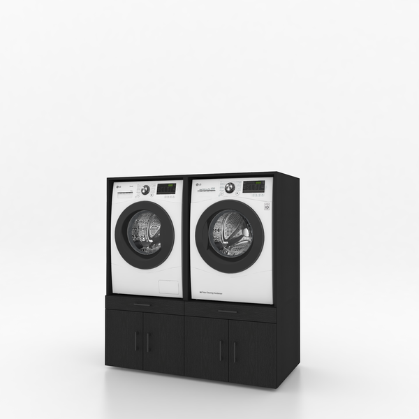 Wasmachinekast 2 delig - 134x145x67cm – Zwart Eiken