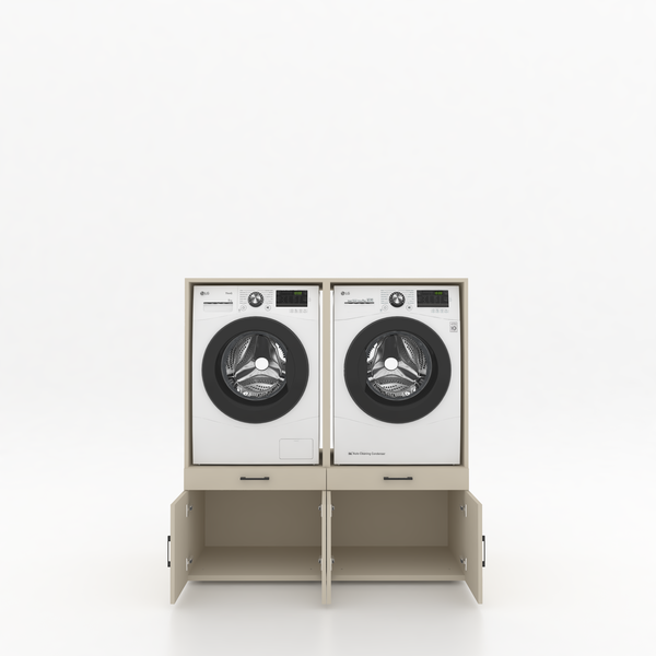 Wasmachinekast 2 delig - 134x145x67cm – Greige