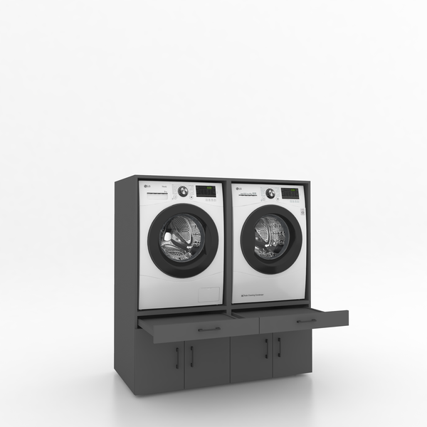 Wasmachinekast 2 delig - 134x145x67cm – Antraciet