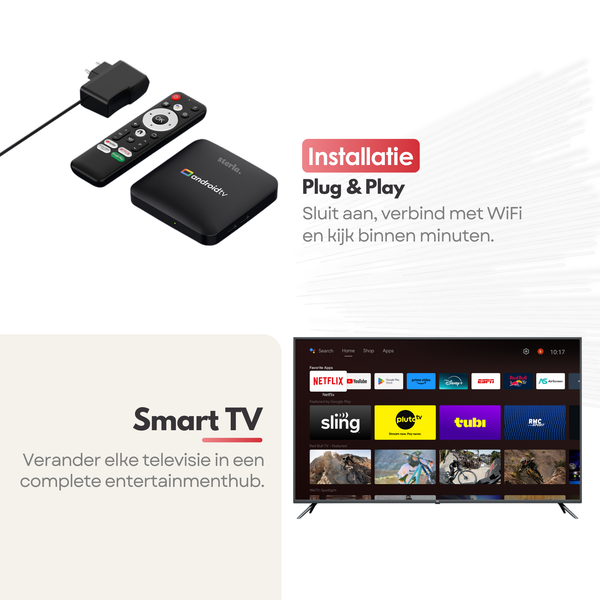 Android TV Box 4K HDR – Android 14 – Chromecast – 8K Decoding – Google Assistant – Snelle WiFi