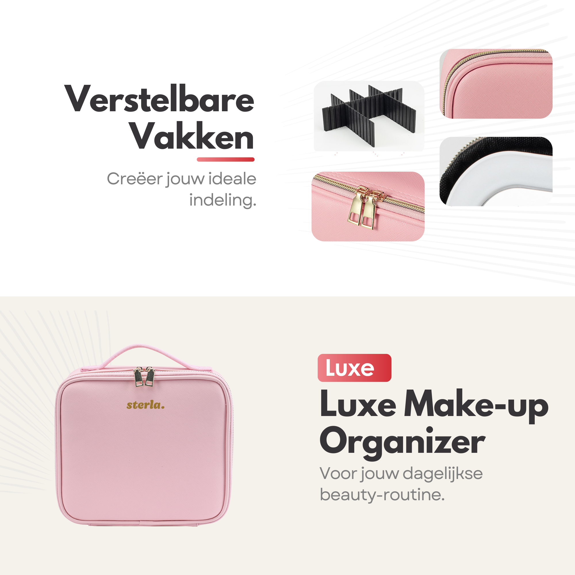 Make-up tas voor op reis met LED-spiegel: grote make-uptas met verstelbare 3 kleuren modellen lichte drinkbare organizer tas voor vrouwen meisjes, Wit Make-up tas voor op reis met LED-spiegel: grote make-uptas met verstelbare 3 kleuren modellen lichte drinkbare organizer tas voor vrouwen meisjes, Wit