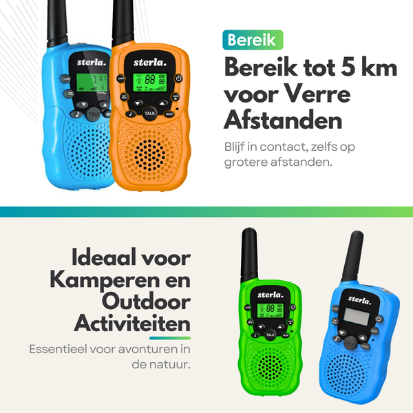Walkie Talkie Set voor Kinderen 3in1 - Bereik tot 5 km - Zaklamp - Valbestendig - Compact en Lichtgewicht