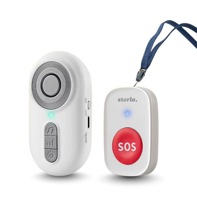 Bouton d'urgence SOS sans fil avec récepteur – Alarme personnelle pour personnes âgées et personnes à mobilité réduite – Portée de 40 m – Piles incluses