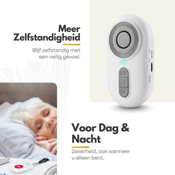 Draadloze SOS Noodknop met Ontvanger – Persoonlijk Alarm voor Ouderen & Hulpbehoevenden – 40m Bereik – Inclusief Batterijen