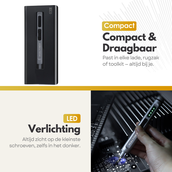 50in1 Elektrische Schroevendraaierset – USB-C – LED Licht – Magnetische Bitset – Precisie Gereedschap