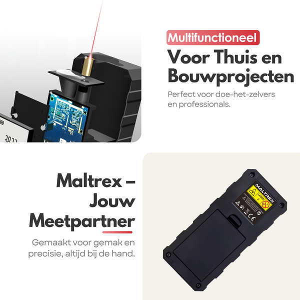 Oplaadbare Laser Afstandsmeter Digitaal – Nauwkeurige Lasermeter tot 50 Meter – 2 Waterpassen - Met Geheugen Metingen Opslaan - USB C